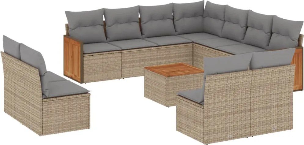 vidaXL Set canapele de grădină cu perne, 12 piese, bej, poliratan