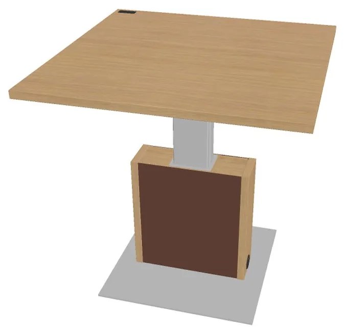 Masă de conferință reglabilă Verno+ S 120 x 120 cm, stejar deschis / maro