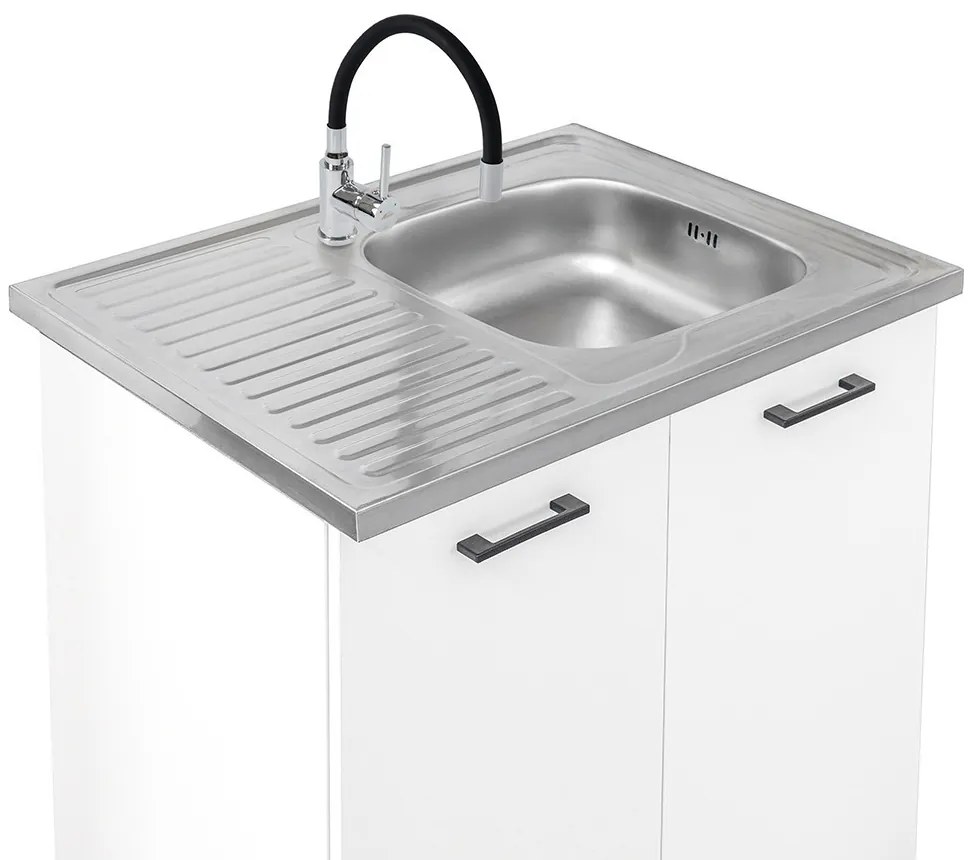 Dulap de bucătărie Primo 220 alb, blat de lucru din stejar charlestone