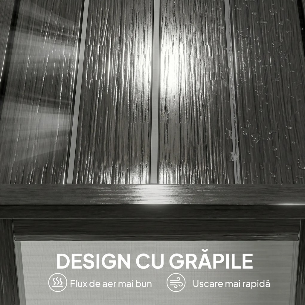 Outsunny Bancă de grădină cu 2 locuri, 130x34x43 cm, gri | Aosom Romania