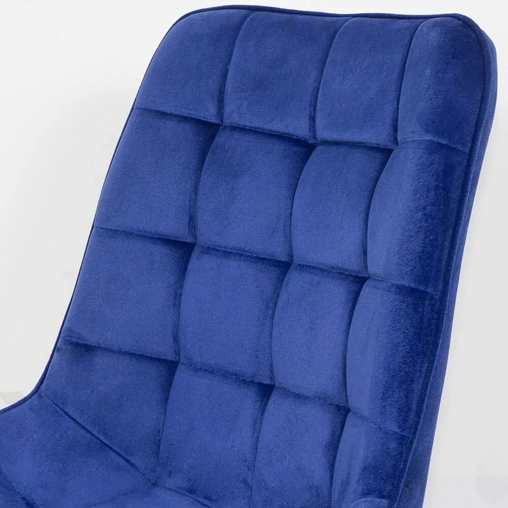 Scaun living modern din catifea cu cadru metalic BUC 206 bleumarin