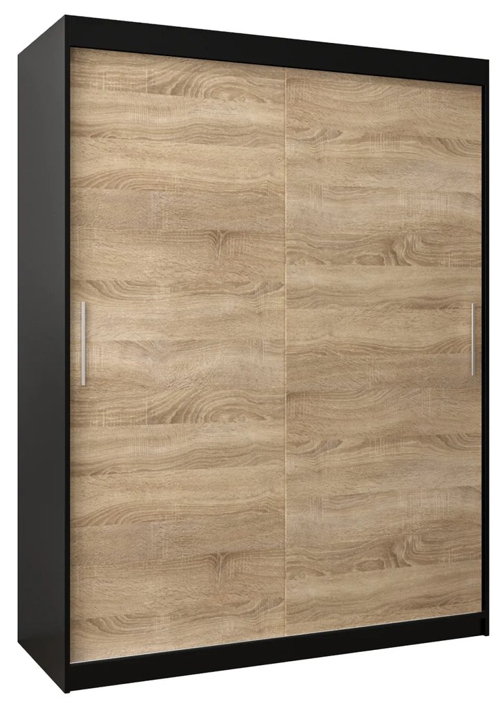Dulap de haine 150 cm Toki (negru mat + stejar sonoma). 1064824