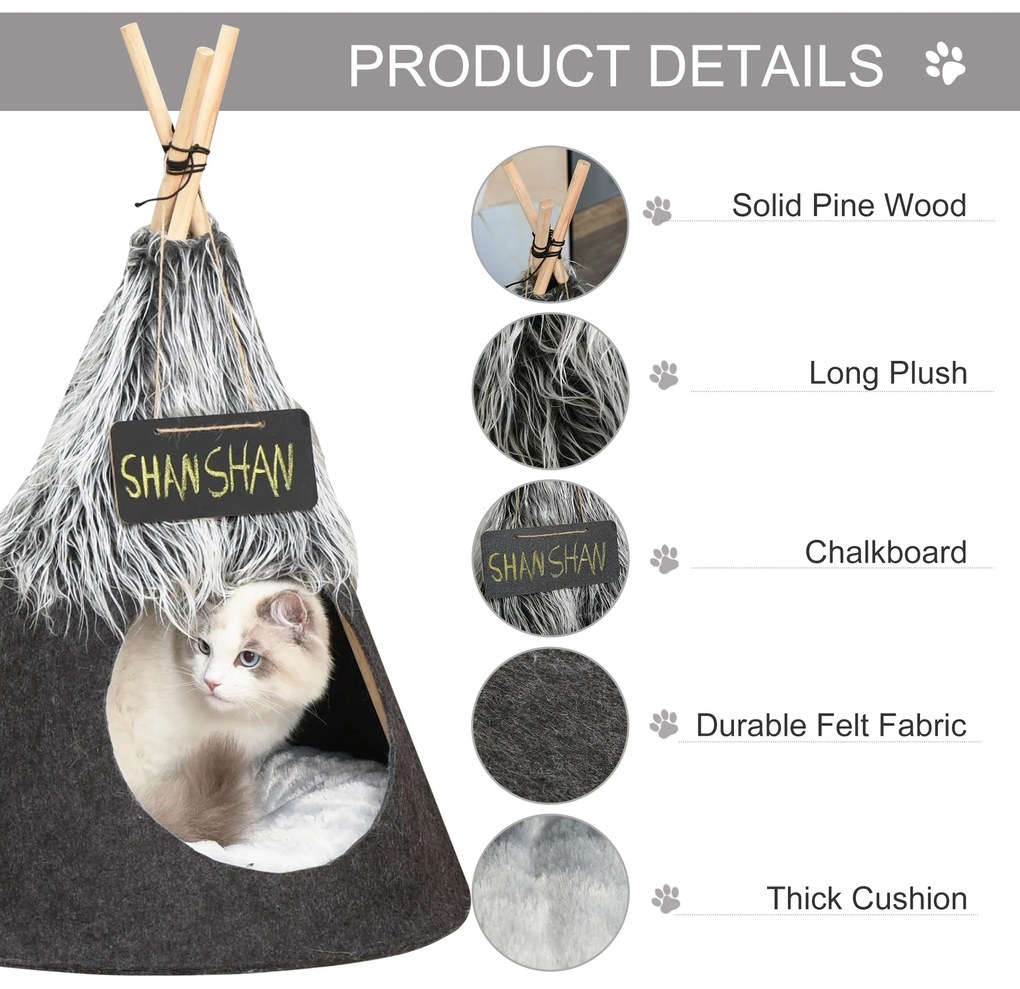 Cort pentru caini si pisici pana la 6 kg, 50x50x70 cm PawHut | Aosom RO