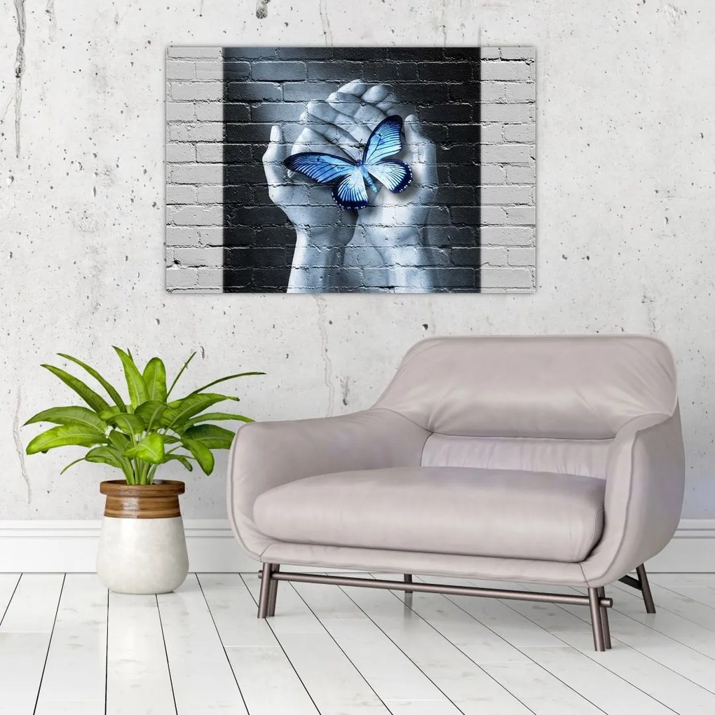 Tablou - Fluture pe perete (90x60 cm)