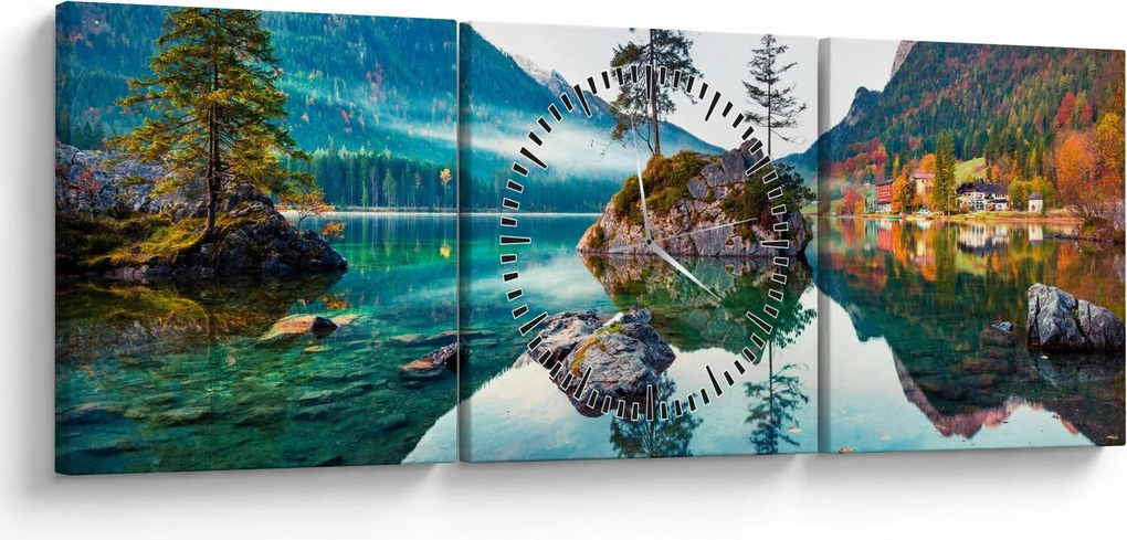 Tablou - Lacul Hintersee, Alpii Bavarezi, Austria (cu ceas) (90x30 cm)