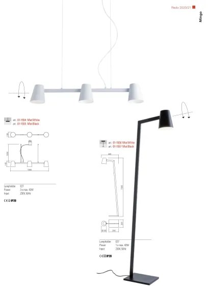 Redo 01-1557 - Lampă de podea MINGO 1xE27/42W/230V neagră