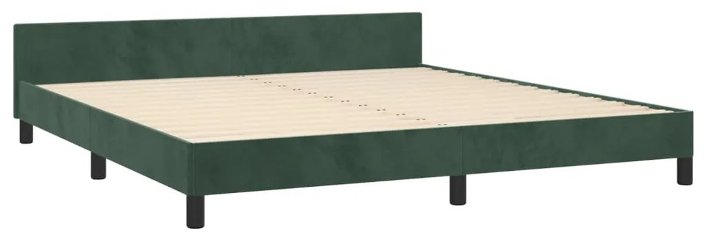 Cadru de pat cu tablie, verde inchis, 160x200 cm, catifea Verde inchis, 160 x 200 cm, Culoare unica si cuie de tapiterie