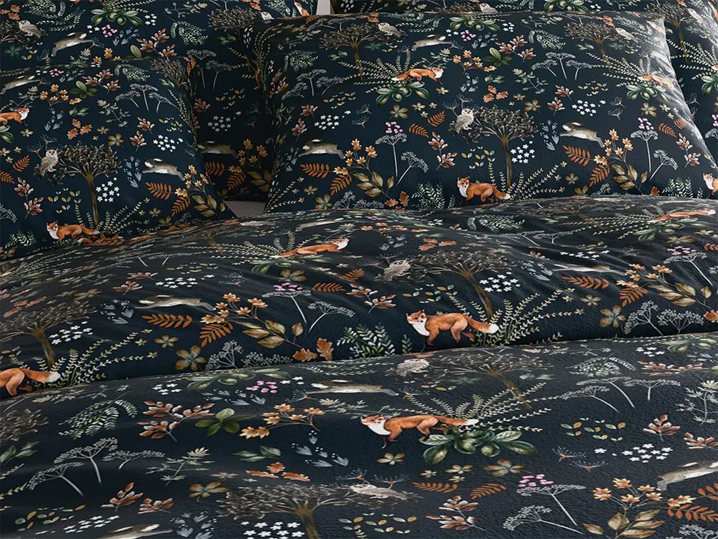 Lenjerie cocolino THE FOX AND THE HARE verde inchis Dimensiunile lenjeriei: 70 x 90 cm | 140 x 220 cm