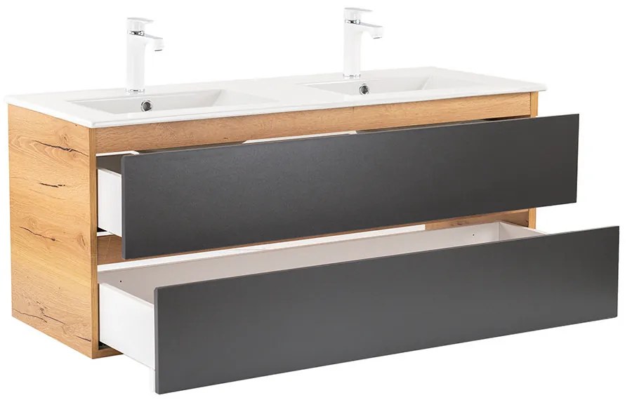 Dulap inferior Vario Forte 120 cu lavoar stejar-antracit