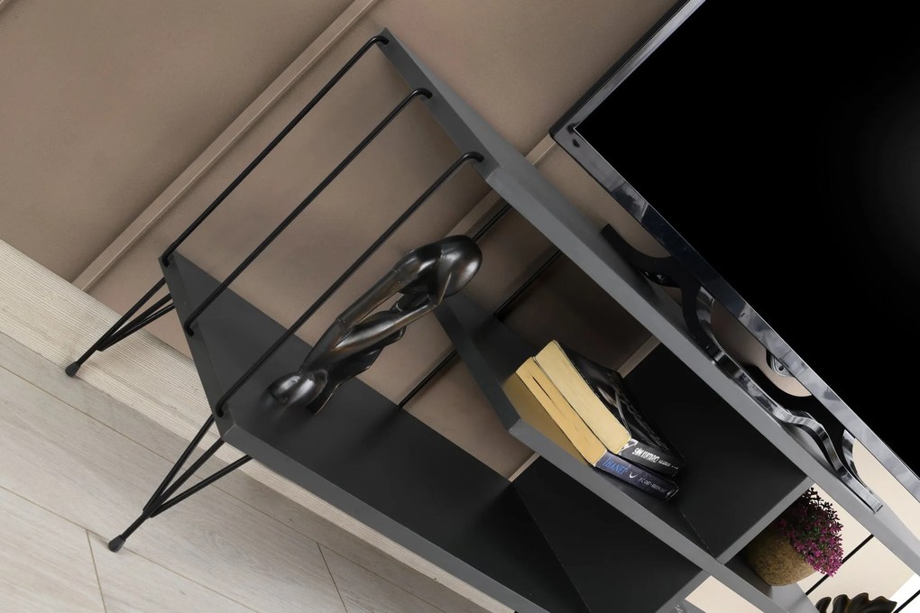 Comoda TV Eze, Crem - Alb - Maro - Gri, 120 x 45 x 30 cm