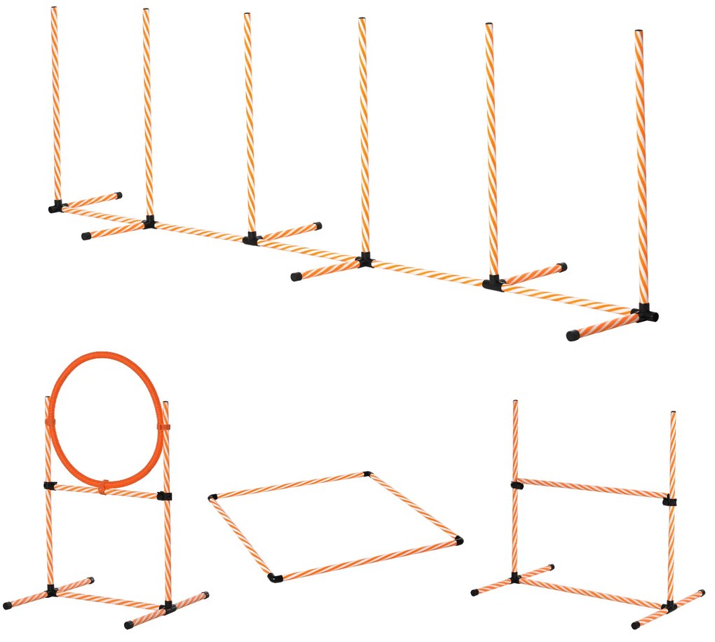 PawHut Set de Antrenament pentru Câini Nivel Începători, Echipament Dresaj din ABS/PE/PVC, Portocaliu, Ușor de Asamblat | Aosom Romania