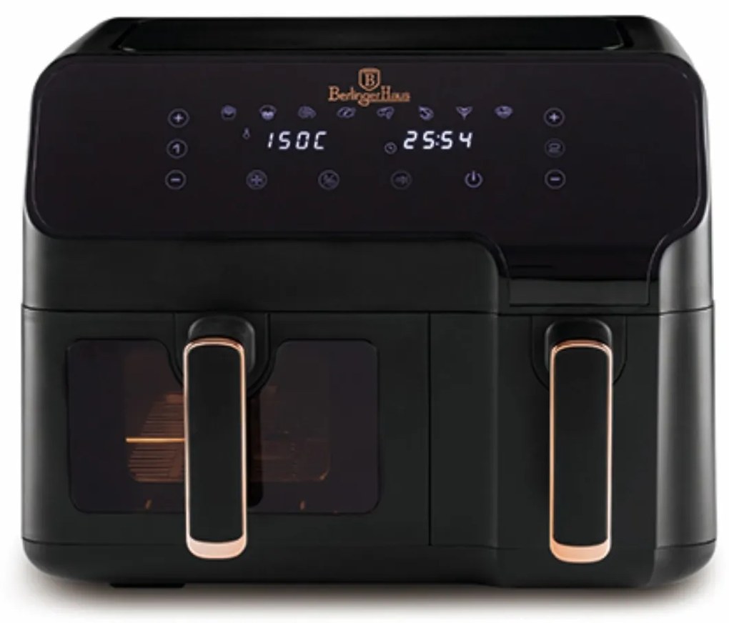 Friteuza cu aer cald dubla, airfryer 5.5+3.5 Black Rose Berlinger Haus BH 9467