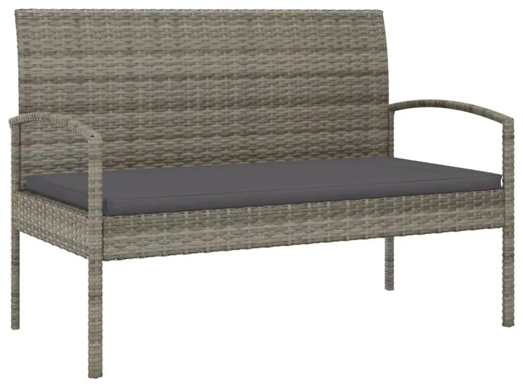362167 vidaXL Bancă de grădină cu pernă, gri, 105 cm, poliratan