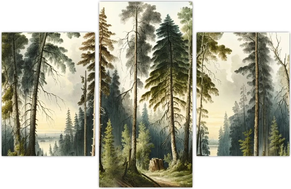 Tablou - Peisaj de epocă de păduri (90x60 cm)