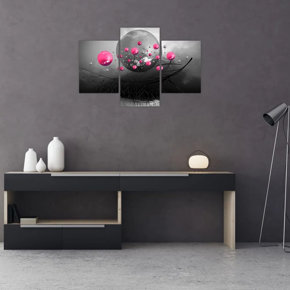 Tabloul cu bile abstracte roz (90x60 cm)
