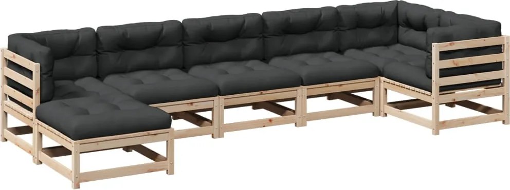 vidaXL Set canapele grădină cu perne, 7 piese, lemn masiv de pin