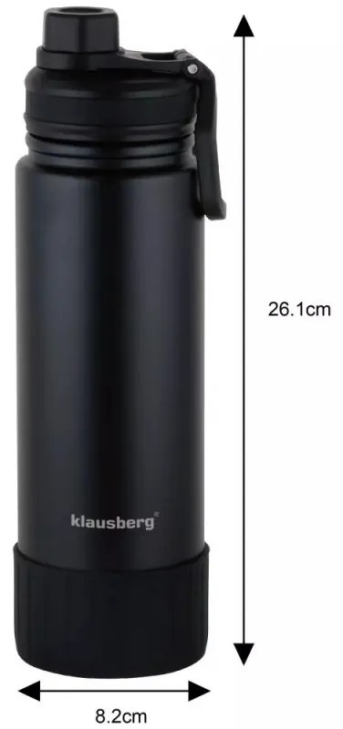 Sticlă termică Klausberg KB 7637, 720 ml, pereți dubli, oțel, negru