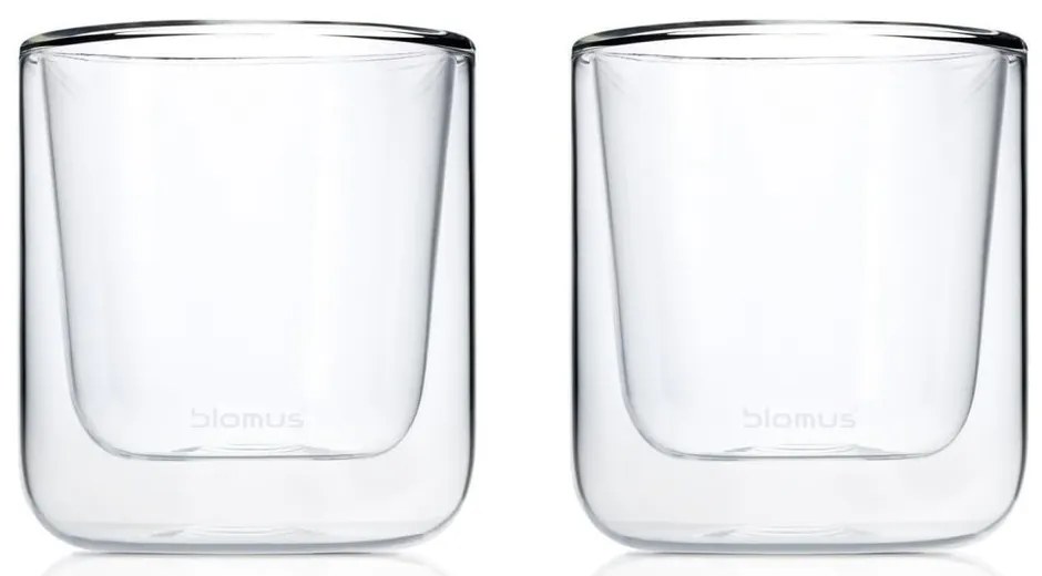 Set 2 pahare pentru cafea din sticlă dublă termorezistentă Blomus Nero, 200 ml