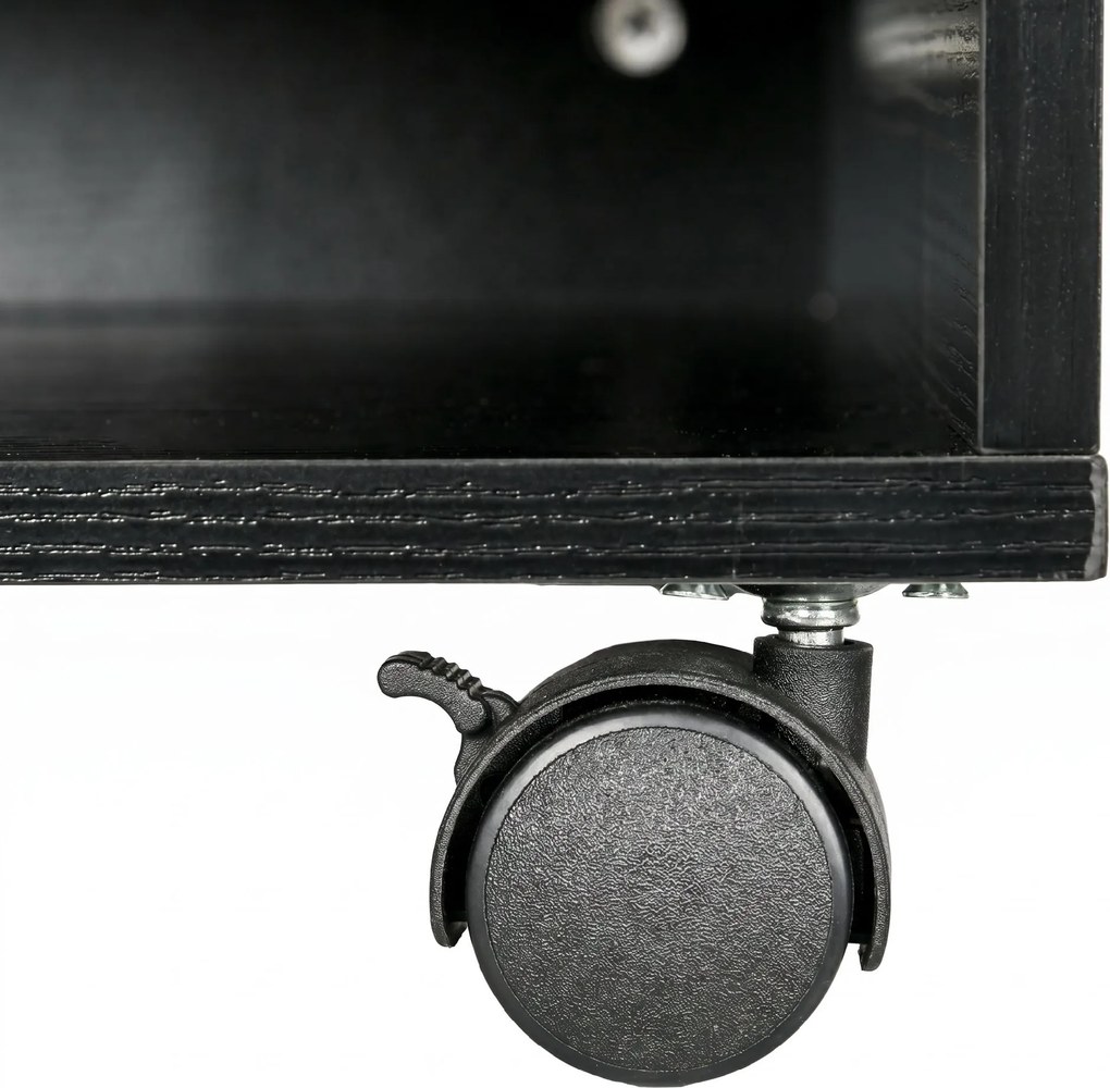 HOMCOM Cabinet pentru Imprimantă cu 2 Rafturi, Birou din Lemn și Cabinet de studiu cu Roți, 47x40x22.5 cm, Negru | Aosom Romania