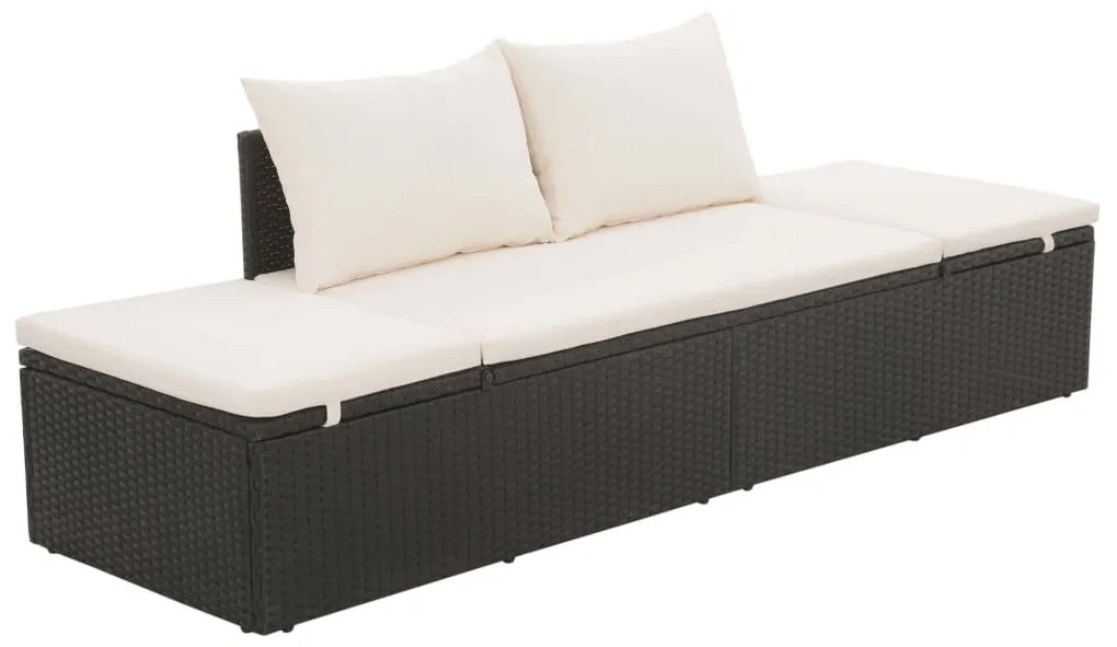 43953 vidaXL Mobilier de exterior, poliratan, 195 x 60 x 60 cm, negru