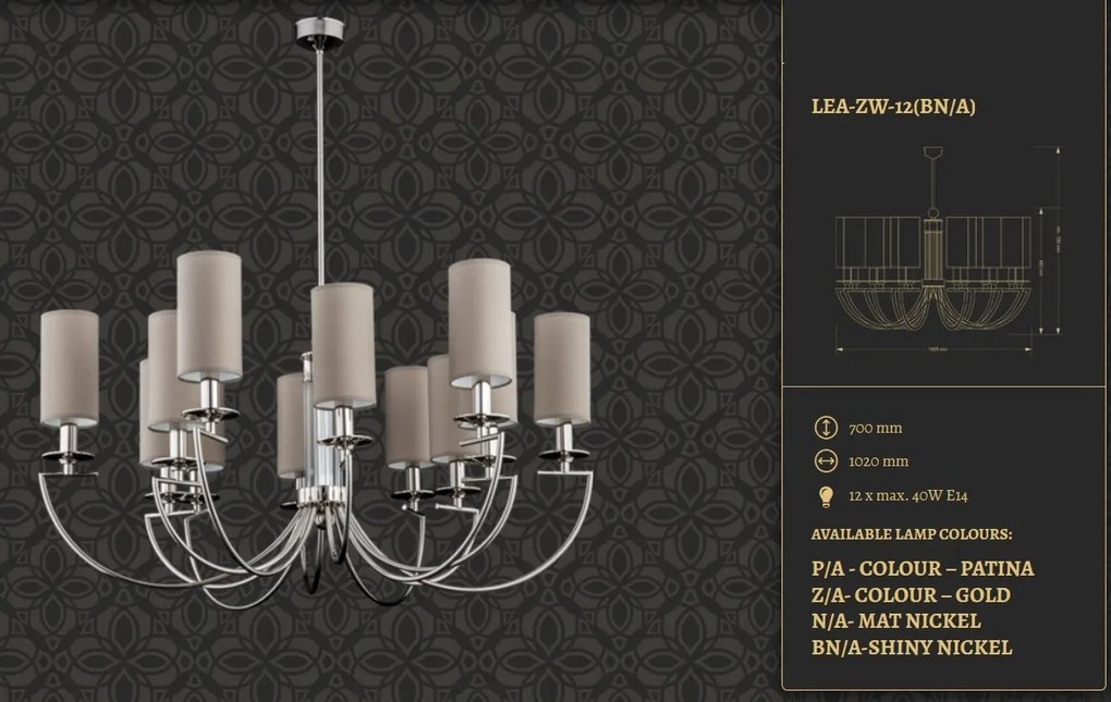 Candelabru 12 brate elegant design clasic realizat manual Lea