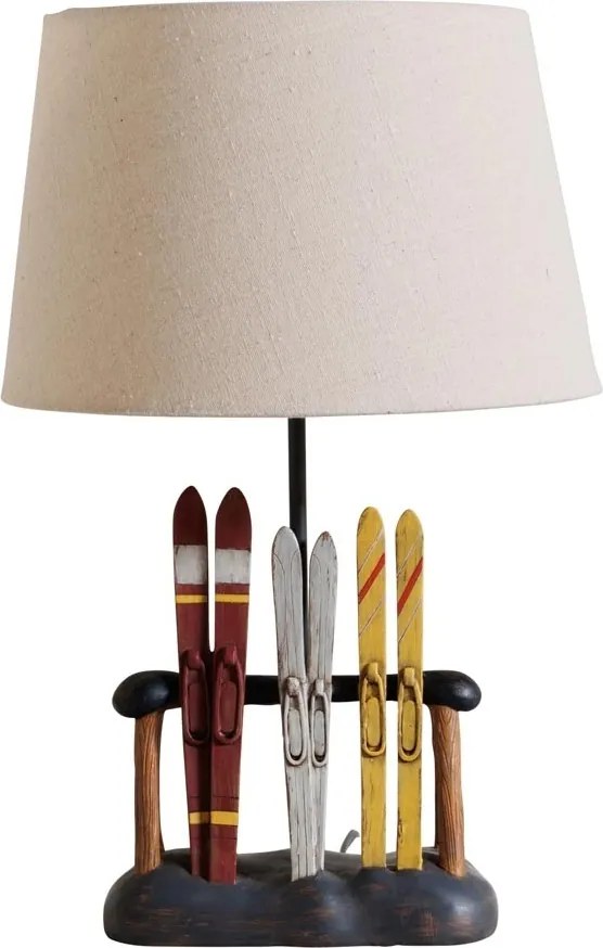 Lampa de masa, din rasina, cu abajur din bumbac, Apres-ski
