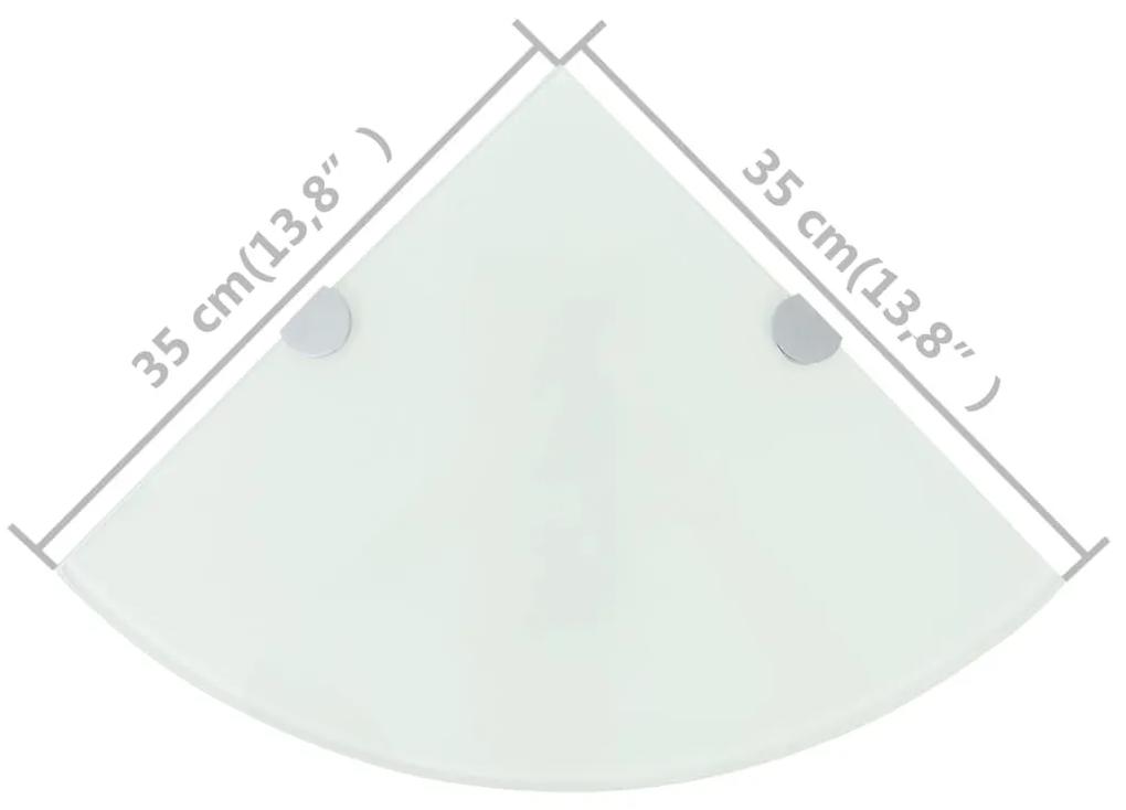Rafturi de colt cu suporturi de crom, 2 buc., 35x35 cm, sticla 2, Alb, 35 x 35 cm