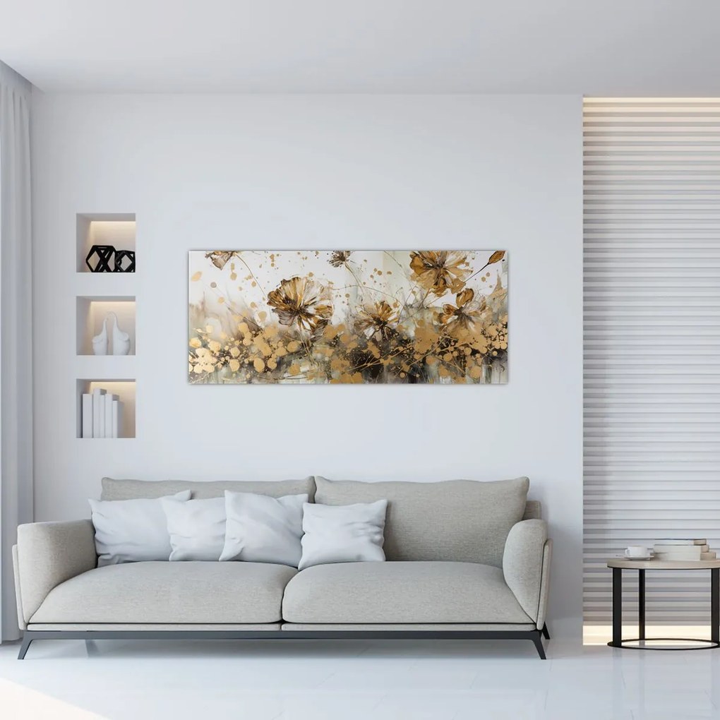 Tablou - pictură abstractă florală (120x50 cm)