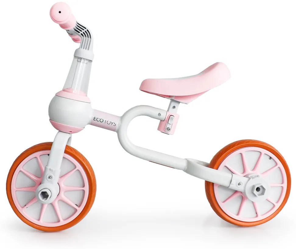 Bicicletă de jogging 4 în 1 cu pedale detașabile și roți laterale roz