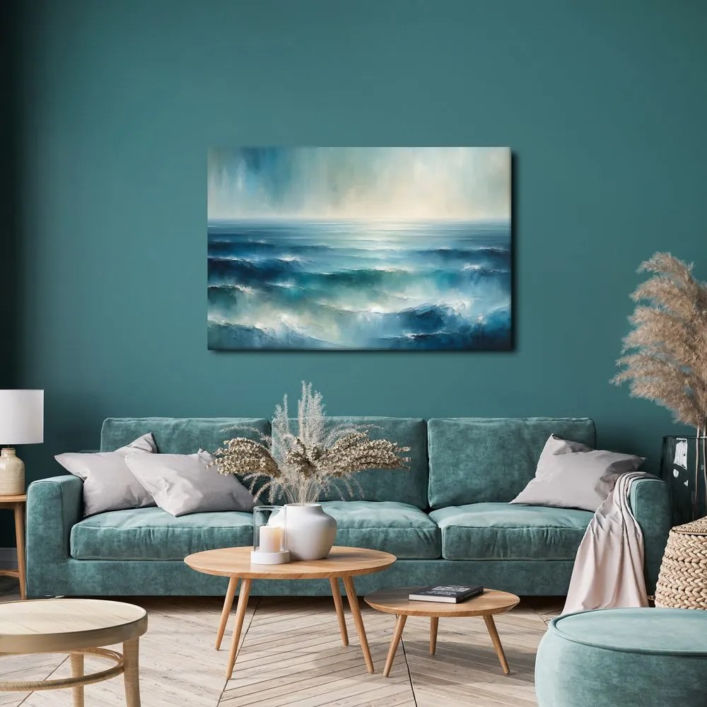 Tablou valuri oceanice albastre liniștite