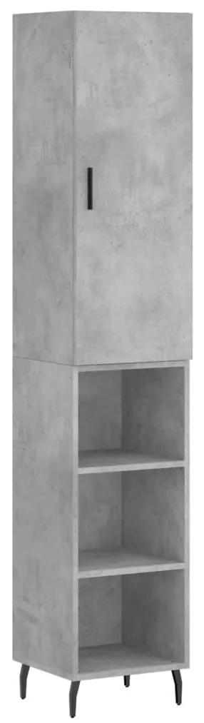 3198997 vidaXL Dulap înalt, gri beton, 34,5x34x180 cm, lemn prelucrat