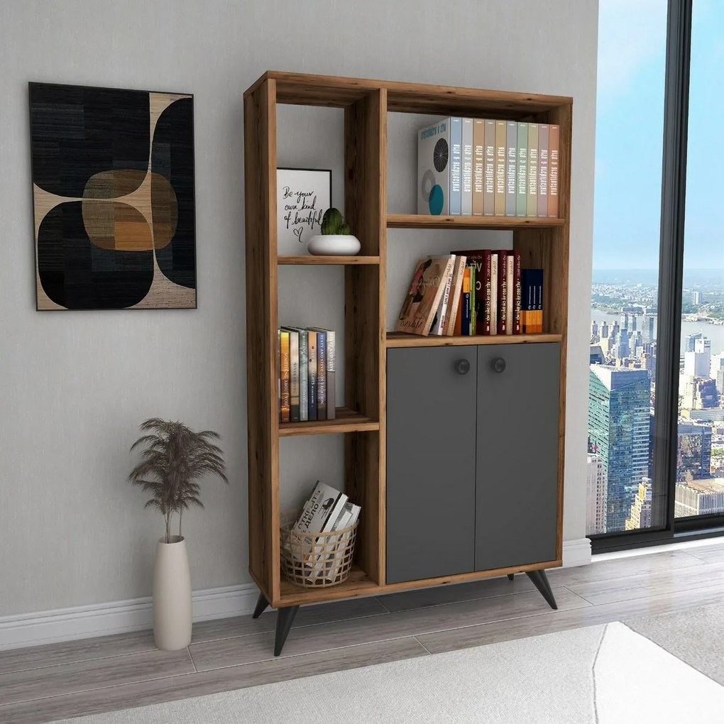 Bibliotecă Meldan Anthracite and Walnut