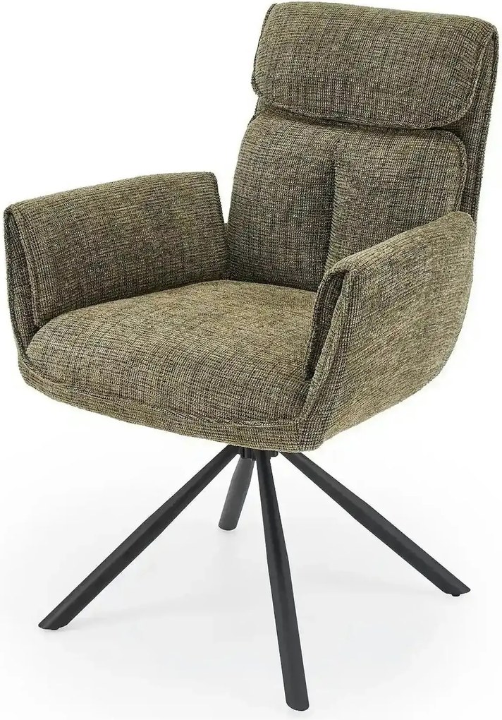 Scaun rotativ K596, verde olive/negru, stofa clasica/metal, 66x66x93 c