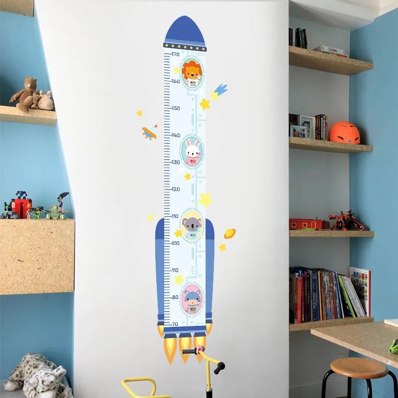 Autocolant de perete "Metru pentru copii - Rachetă" 129x38 cm