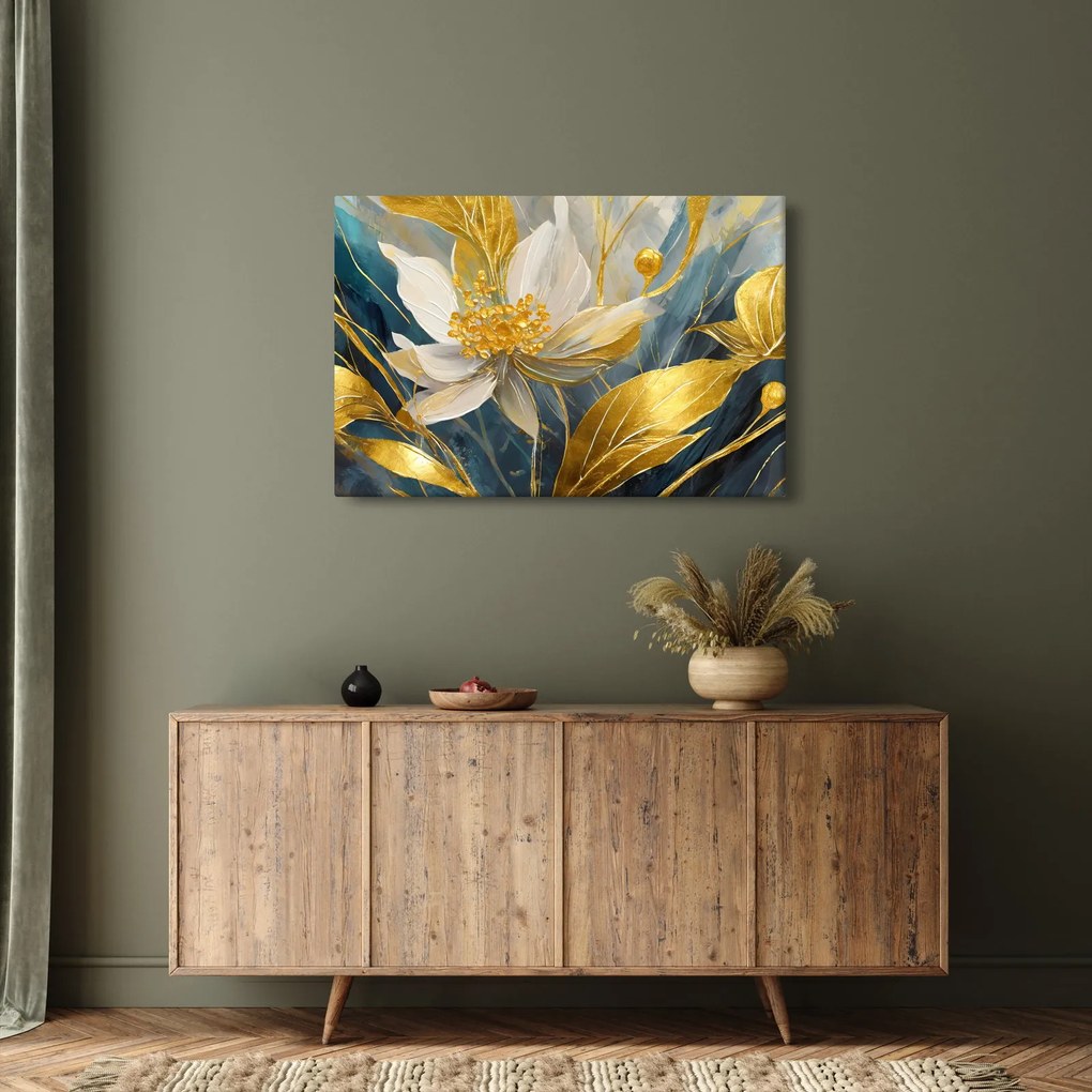 Tablou - Pictura de flori de aur (90x60 cm)