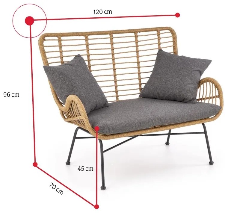 Supermobel Canapea IKARO XL, 120x96x70, natural/gri
