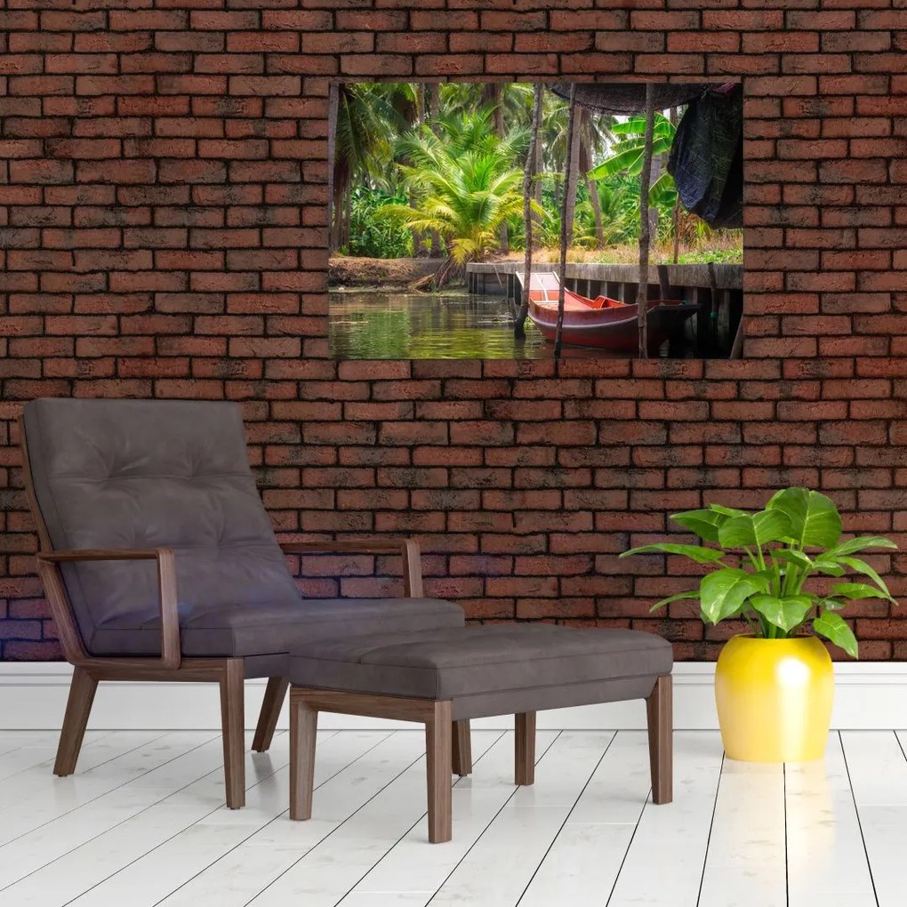 Tablou - Nava din lemn în canal , Thailand (90x60 cm)