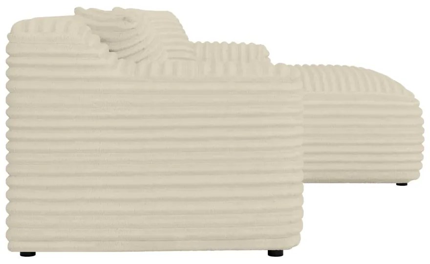 Colțar bej cu tapițerie din catifea reiată (cu colț pe partea dreaptă, cu șezlong) Martin – Ropez