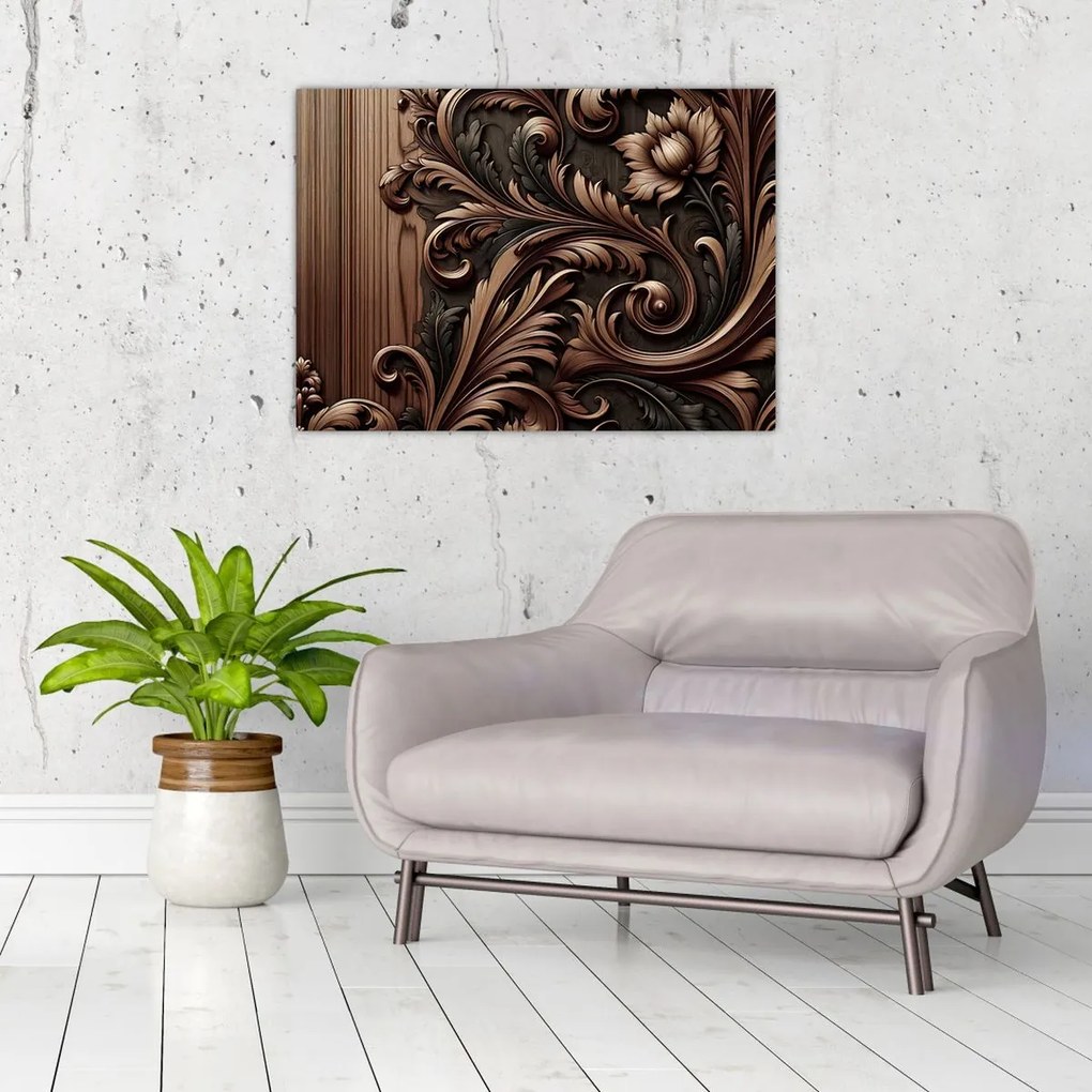 Tablou pe sticlă - Model din lemn (70x50 cm)