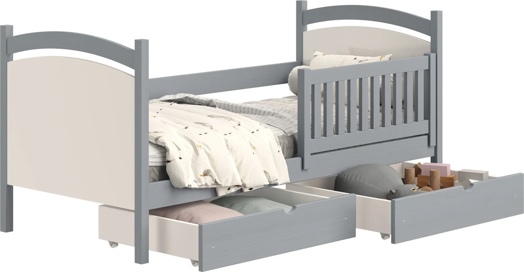 Pat copii cu tablă de scris Amely 80x180 - culoare gri