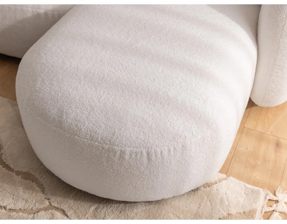 Colțar crem cu tapițerie din țesătură bouclé (cu colț pe partea dreaptă/cu șezlong) Orbit – Ropez