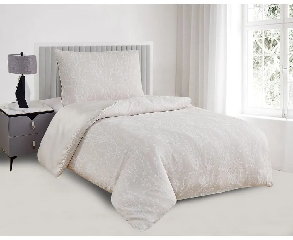 Lenjerie de pat bej din jacquard pentru pat de o persoană 140x200 cm Boston – My House