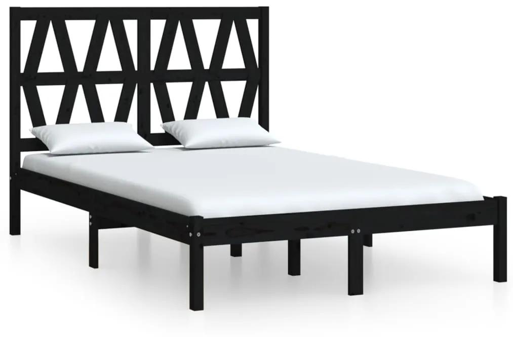 3103972 vidaXL Cadru de pat mic dublu, negru, 120x190 cm, lemn masiv de pin