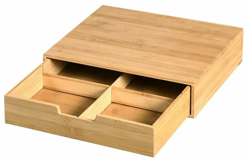 Kesper 58952 Organizator pentru capsule de ceai șicafea bambus, 34 x 31 x 8 cm
