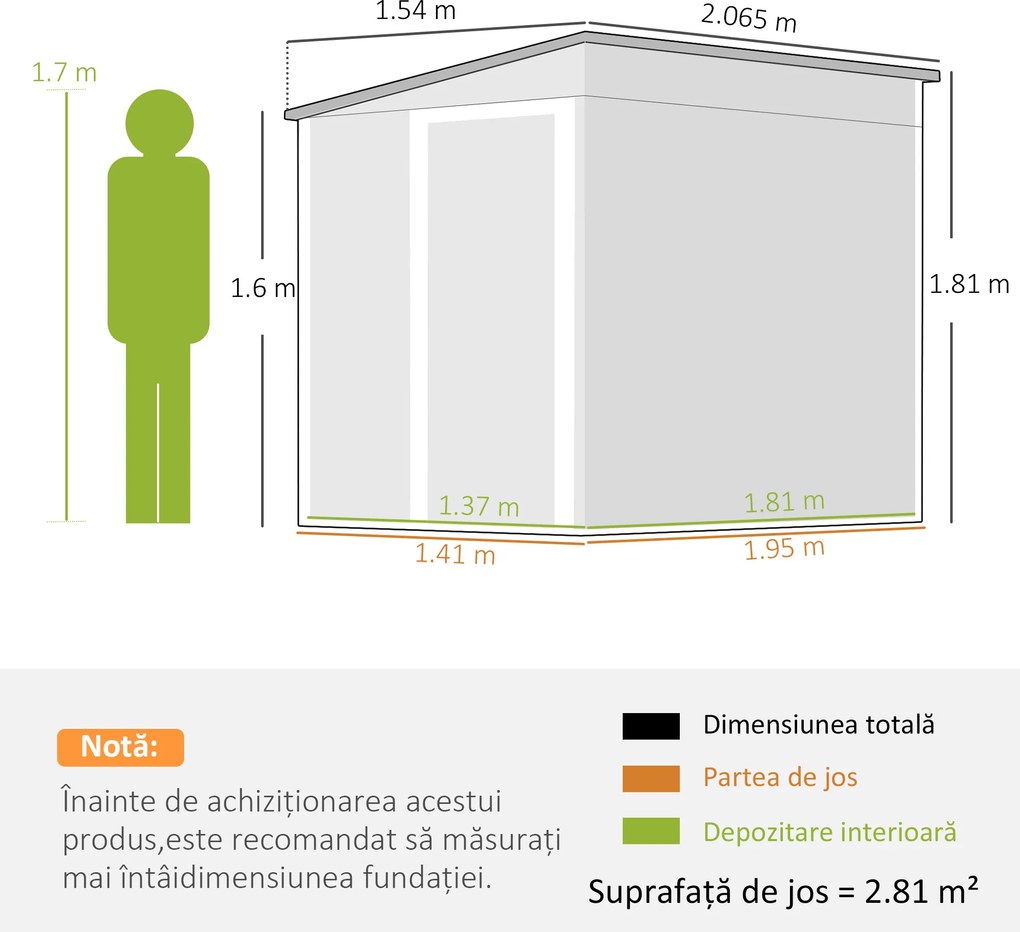 Outsunny magazie grădină căsuță de unelte pentru grădină 154x206.5x160/181 cm alb | Aosom Romania