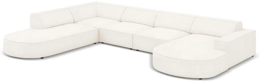 Colțar bej cu tapițerie bouclé (pe partea stângă) Jodie – Micadoni Home