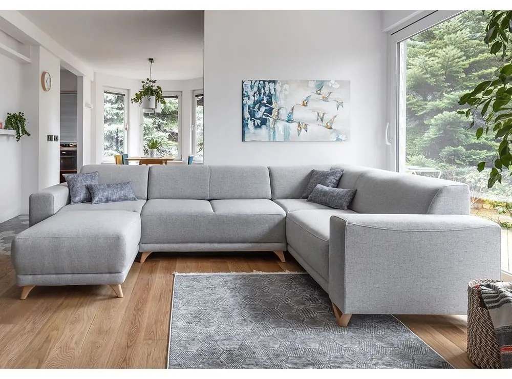 Colțar gri deschis extensibil/cu spațiu de depozitare (cu colț pe partea dreaptă/în formă de "U") Classy Sophie – Miuform