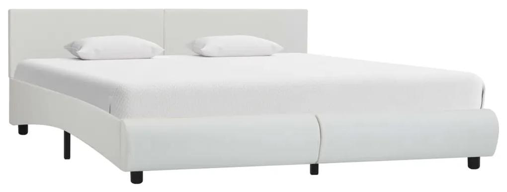 Cadru de pat, alb, 160 x 200 cm, piele ecologica Alb, 160 x 200 cm
