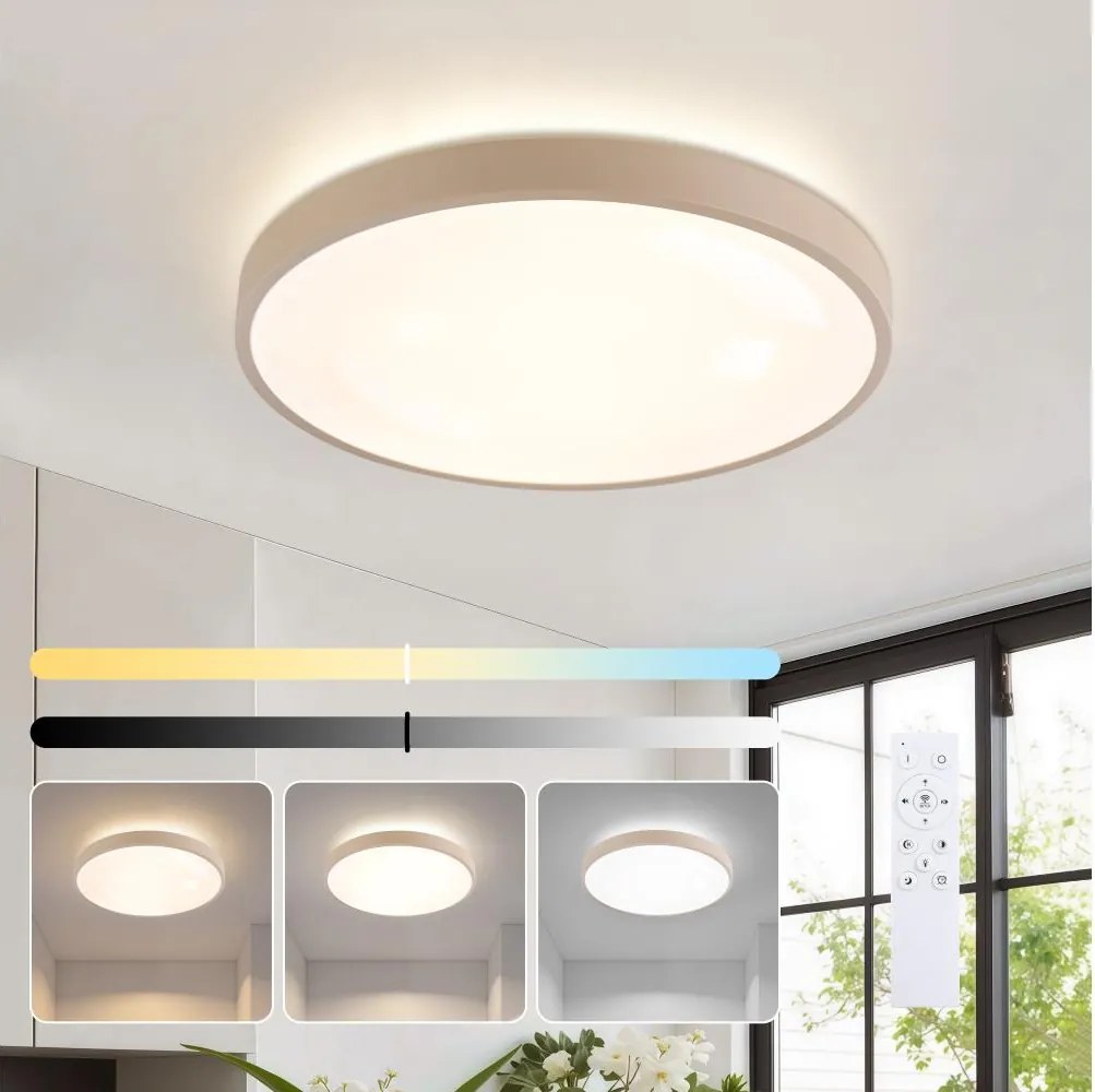 Brilagi - Corp de iluminat LED dimabil GLASS POOL DOUBLE LED/48W/230V 40 cm bej + telecomandă