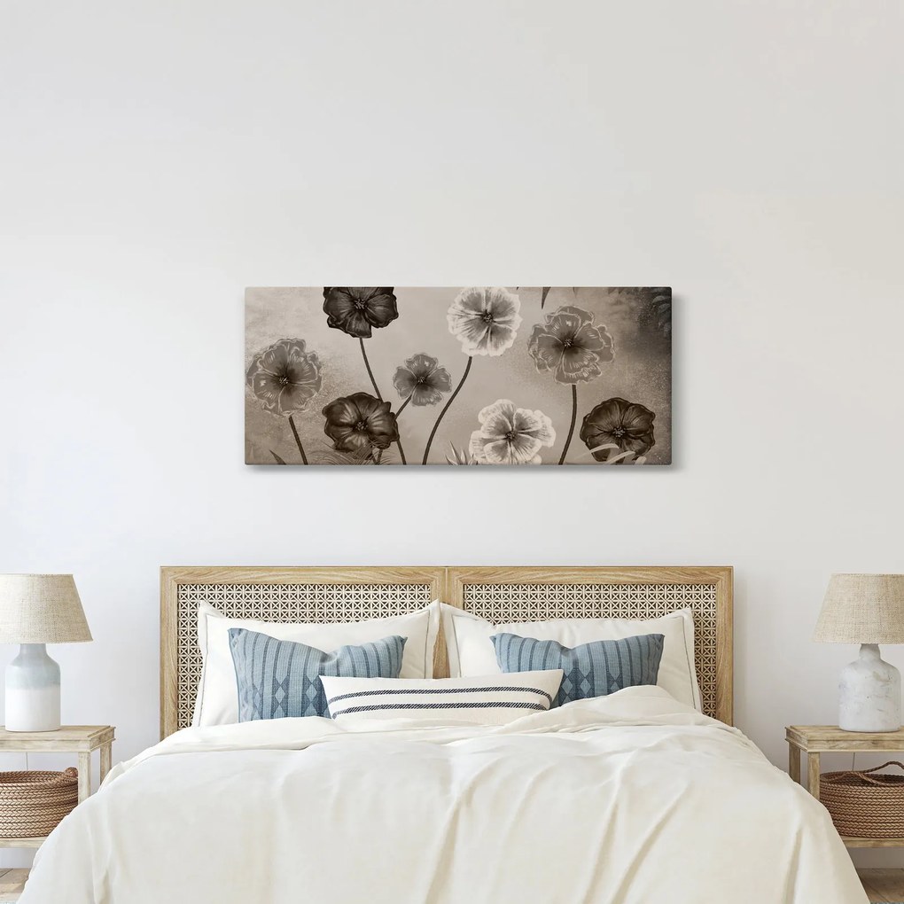 Tablou - Flori desenate (120x50 cm)